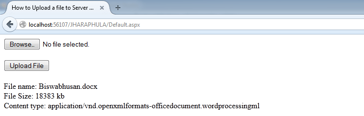 ASP.NET File Upload to Server using FileUpload Control Example